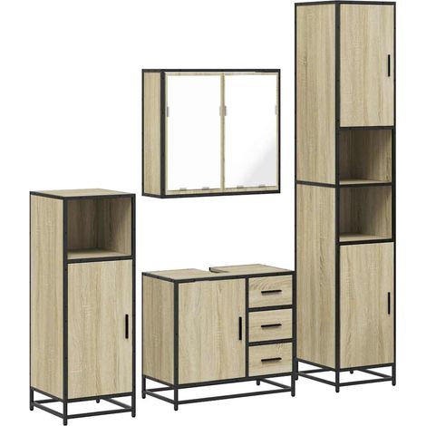 Maison Exclusive - 4-tlg. Badmöbel-Set Sonoma-Eiche Holzwerkstoff