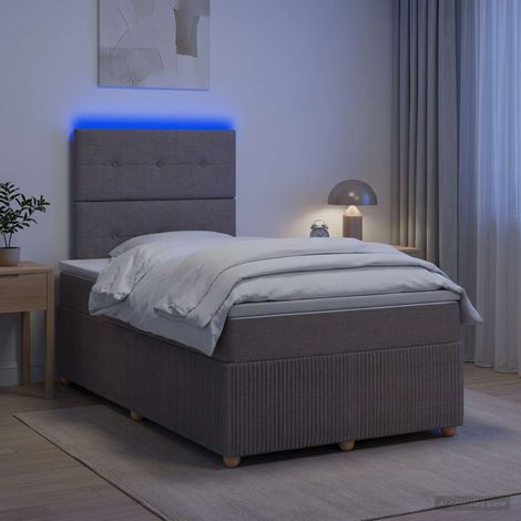 vidaXL Lit boxspring LED avec matelas Taupe 120 x 190 cm Tissu (1/5)