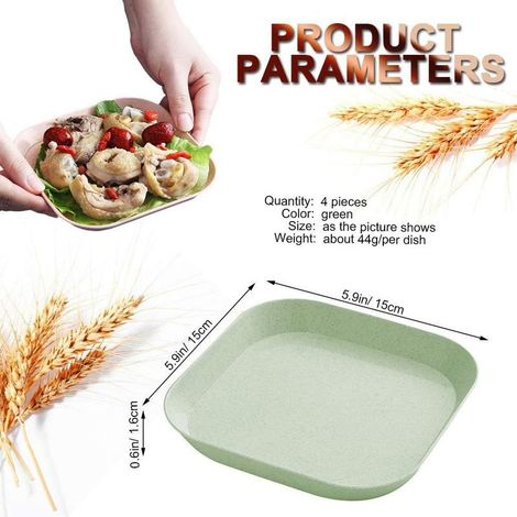 Ensemble robuste d'assiettes à salade et à pain, 4 mini abat-jour carrés, pour la maison, la pâtisserie et l'organisation de la cuisine.-AquaForge (1/4)