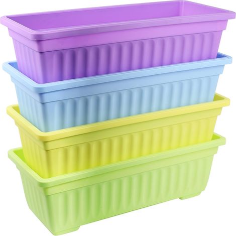 Lot de 4 jardinières en plastique de 43 cm (17 pouces) pour rebord de fenêtre, terrasse, jardin et décoration intérieure