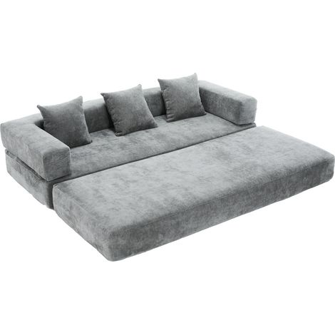 Divano modulare in ciniglia grigio scuro con tasche laterali e base antiscivolo MODENUIT (1/5)