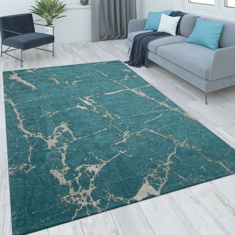 Paco Home Teppich Wohnzimmer Kurzflor Vintage Orientalisches Muster Ornamente Moderne Deko 80x150 cm, Türkis 3