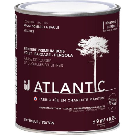 Peinture bois extérieurs - RAL 3007 Rouge sombre La baule - 750ML - ATLANTIC (1/3)