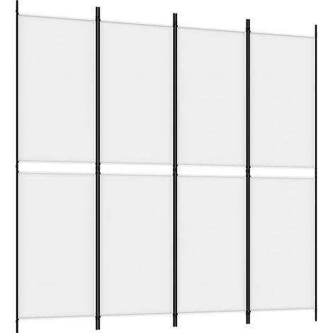 Cloison de séparation 4 panneaux Blanc 200x200 cm Tissu (1/5)