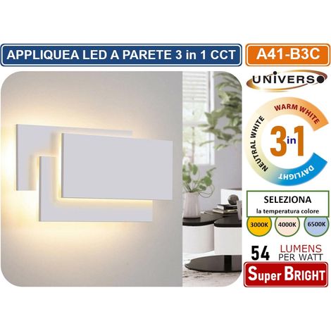 Applique da parete led rettangolare bianco lampada luce fredda naturale calda design moderno (1/7)