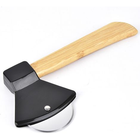 Couteau à pizza avec manche en bambou, lame rotative et râpe intégrée, coupe-pizza à roulette ergonomique pour cuisine. (1/5)