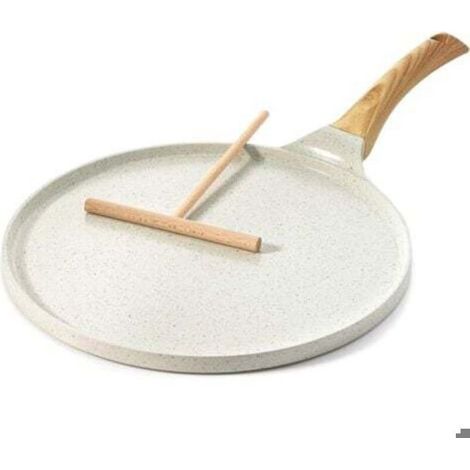 Poêle à Crêpes avec Revêtement Antiadhésive en Naturel Céramique 28cm, Induction, Crêpière avec Répartisseur de Pâte, Poignée Conf (1/3)