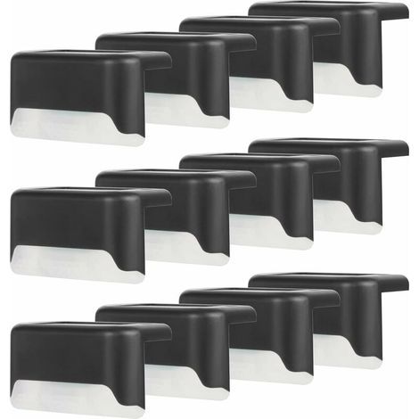 Lampe de clôture solaire étanche, lumière de pont solaire, lampe d'escalier, lampes solaires de jardin LED IP65 pour clôtures d'escalier de patio (Lumière chaude-Noir, 12 PCS) (1/5)