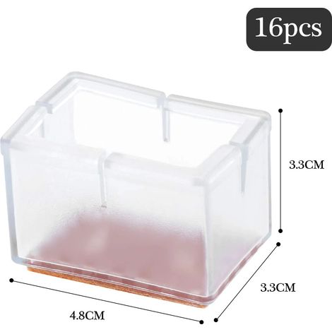 Patins de protection rectangulaires en silicone pour meubles et sols en bois, protège-pieds de chaises, antidérapants pour la maison et le bureau, lot de 16. (1/5)