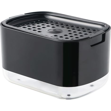 Distributeur de Savon à Vaisselle pour Cuisine, Distributeur de Savon et Porte-éponge de qualité supérieure 2 en 1, Distributeur de Pompe à Savon à Vaisselle pour comptoir de Cuisine, Noir (1/5)
