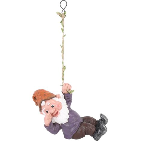 Gartenzwergfigur aus Kunstharz, realistische und natürlich wirkende Kletterfigur, für Zuhause, Garten, Terrasse, Farbe: Lila. (1/5)