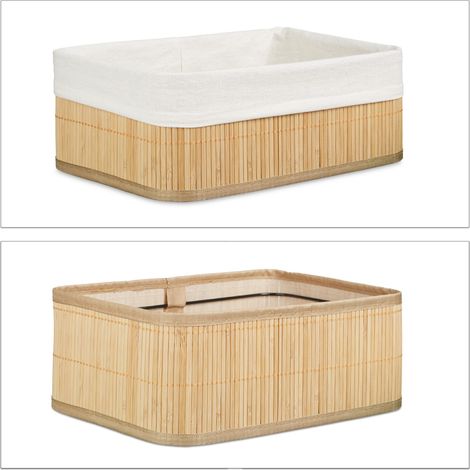 Set di 3 scatole portaoggetti in bambù design vintage 12,5 x 32 x 22 cm in bambù naturale 130005301
