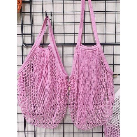 Set mit 2 leuchtend pinkfarbenen Einkaufstaschen aus Netzstoff (1/5)