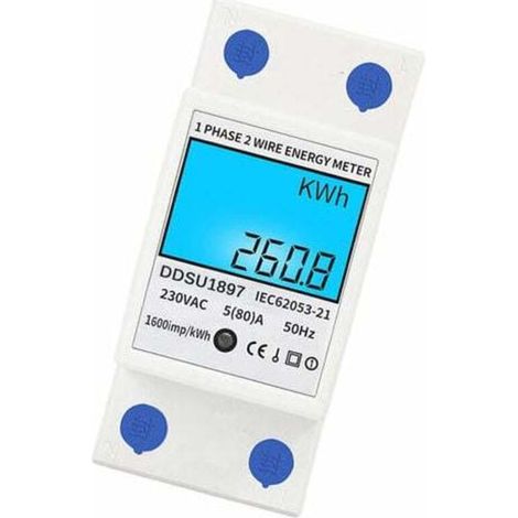 Numerique Electrique Compteur D'Energie Monophase Sur Rail Din Compteurs D'Electricite Une Deuxieme Phase De Fil Multifonction Compteur Electrique - Blanc, Avec Retroeclairage (1/5)
