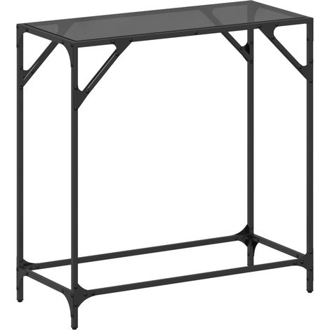 Konsolentisch mit Glasplatte Schwarz 80x35x81 cm Stahl