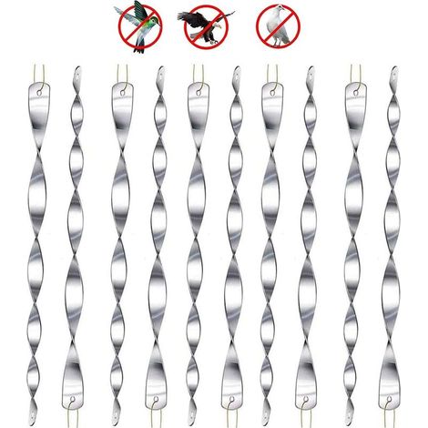 (Silver) 10 parts repellent for birds, repellent reflective for birds, 30cm spiral light-up reflective 360 degrees for balcony, shafts fruitiers, garden potagers. (1/5)