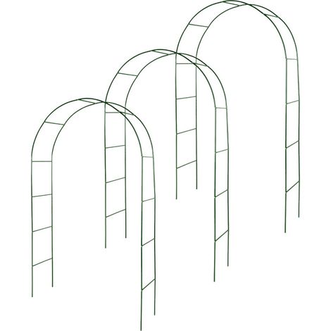 Lot de 3 arches de jardin métallique pour plantes grimpantes - Arceau rosiers grimpants - Résistant aux intempéries