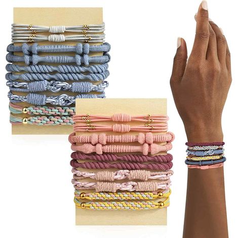 Lot de 20 Élastiques à cheveux, Nylon et Coton, Résistants, Style Bohème, Pour Cheveux Épais et Fins（Q3 : Nouveaux produits pour le mois d'août） (1/5)
