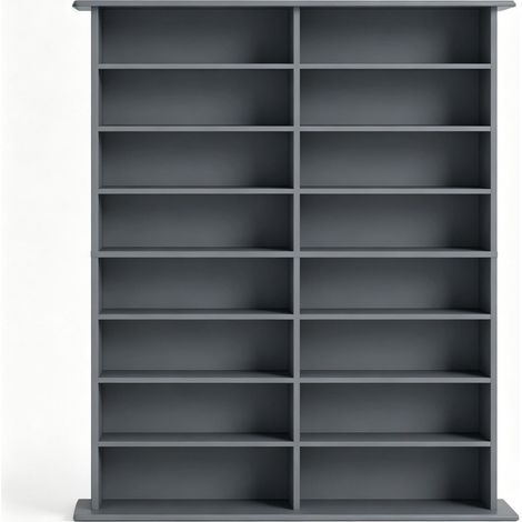 Mobile porta CD e DVD grigio con 16 scomparti e ripiani regolabili (1/4)