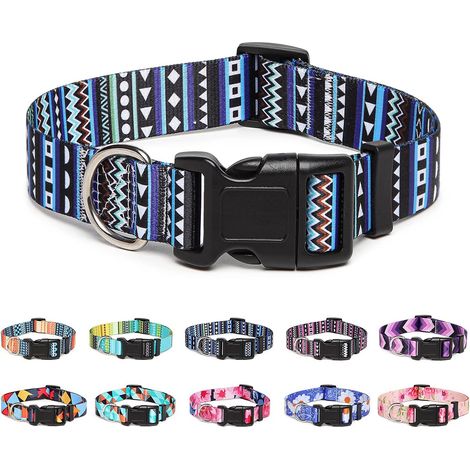 Collier de chien en nylon réglable (Bohemian Blue-S) (1/4)