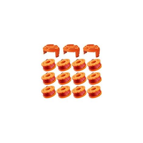 15 Pack Bobine Fil Coupe Bordure 3m - WA0010/WA6531 Coupe Bordures, Bobine de Fil Debroussailleuse(12 Fil Coupe Bordure,3 Couvercle) (1/5)