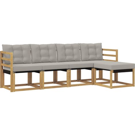 Set di divani da esterno 5 pz Bianco e Grigio Chiaro vidaXL