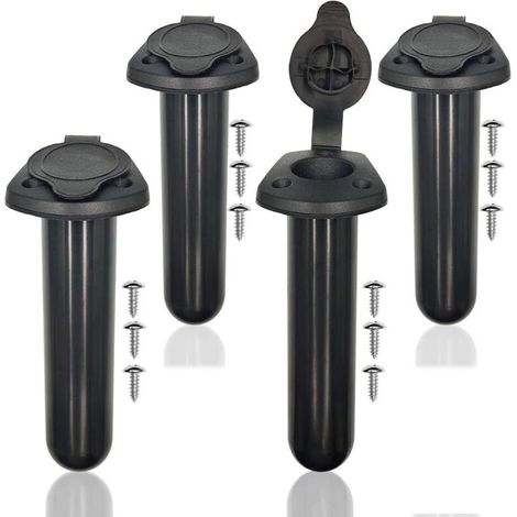 Support de canne à pêche encastré pour kayak avec couvercle, accessoires de matériel de pêche en plastique, outils pour canne à pêche pour kayak et canoë 4pcs (1/5)