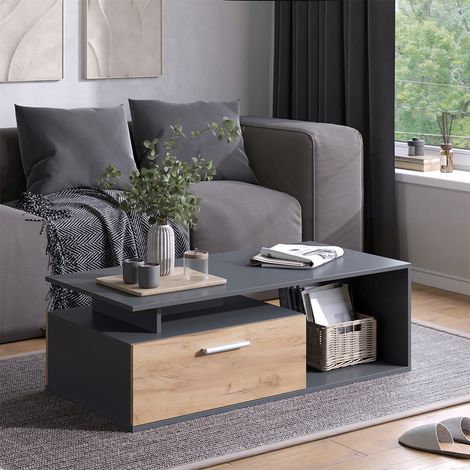 Couchtisch Roland, Anthrazit/Goldkraft Eiche, 118 x 59 cm, Vicco