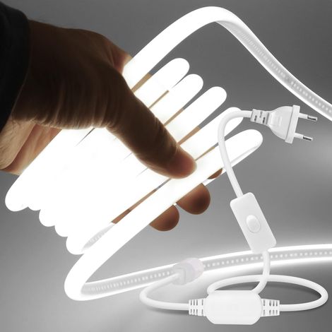 Ruban LED COB 220V IP65 270° 2m, 288 LEDs/m, Blanc Froid, Sans Transformateur, Étanche, pour Chambre Cuisine Miroir (1/5)