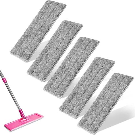 Lot de 5 serpillères de rechange en microfibre de coton - Pour absorber la saleté et l'eau - Tampons de nettoyage - 12 x 32 cm (1/5)