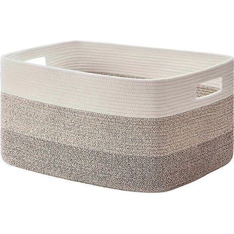 Panier de rangement tressé extra large, panier en corde de coton - Marron dégradé (1/5)