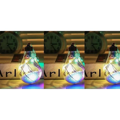 Lot de 3 boules de Noël transparentes à LED, décoration pour sapin de Noël. (1/3)
