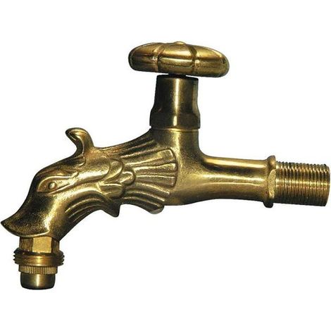 JS VANNE DE DÉGAGEMENT NOSTALGIE, MOTIF : TÊTE DE DRAGON, DN15, 1/2", LAITON POLI