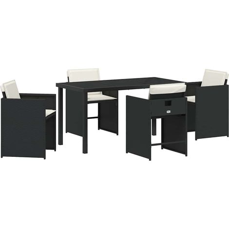 Ensemble de salle à manger pour jardin 5 pcs,Salon de jardin Noir Poly rotin CFW43297 (1/5)