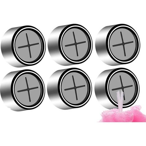 6 toalleros universales para baño con ganchos de presión: almacenamiento práctico para baño y cocina, color plata. (1/5)