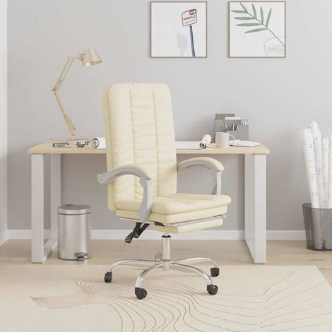 vidaXL Silla de oficina reclinable cuero sintético crema (1/5)