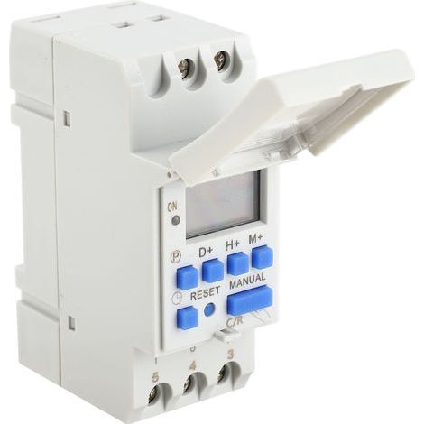 Minuterie numérique programmable AC220V – 16 réglages ON/OFF – Affichage LCD – Courant 15A – Installation sur rail DIN (1/5)