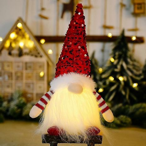 Décoration de Noël Père Noël lumineux, Père Noël avec lumière LED, Père Noël pour décoration intérieure, décoration de Noël rouge (1/4)