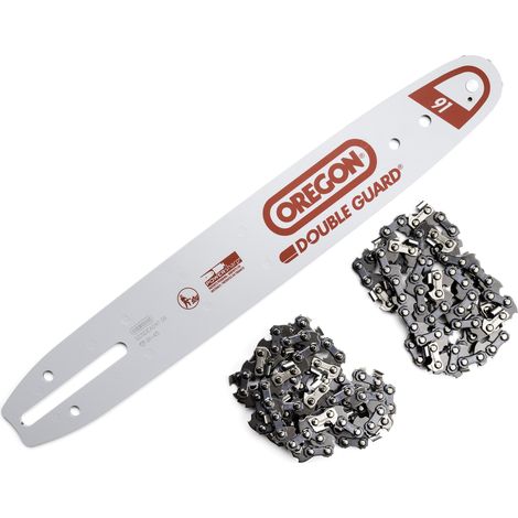 Jardiaffaires – Guide Oregon 30cm 120SDEA041 – Lot de 2 chaines 91P045E – Pas 3/8LP, Jauge 1,3mm, 45 maillons – Pour tronçonneuse AEG, Bosch, Husqvarna (1/4)