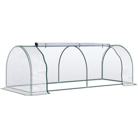 RHG Serre avec Porte et Châssis Froid pour Culture de Plantes, Structure en Acier et PVC Transparent, 250 x 100 x 80 cm (1/5)