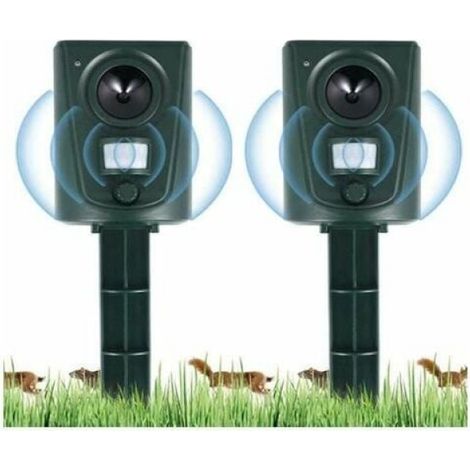 Repelente ultrasónico para gatos de jardín (2 unidades), con estaca para el suelo, para perros, gatos y pájaros, ideal para jardines, campos y viveros, resistente al agua. (1/5)