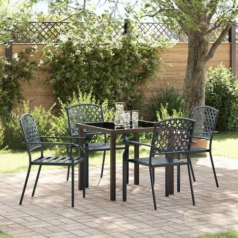 Conjunto de Comedor de Jardín 5 pcs Antracita Acero vidaXL (1/5)
