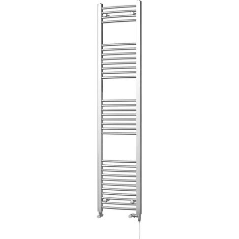 Zennor - Chrome Dual Fuel Towel Rail H1800mm x W400mm Standard - Curved (1/3)