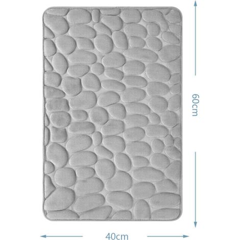 Grey non-slip bath mat 40 x 60 cm made of memory foam, absorbent and machine washable