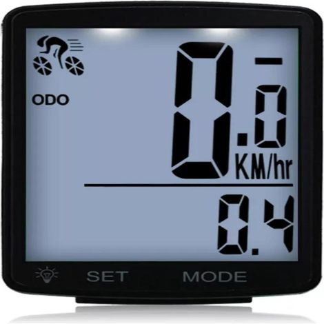 Multifunktionaler Fahrradcomputer mit LCD-Bildschirm, Geschwindigkeitsanzeige, Kilometerzähler, IPX6 wasserdicht, Temperaturanzeige und Stoppuhr.