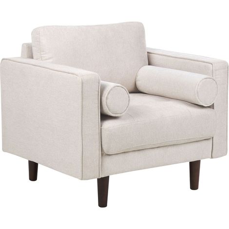 Poltrona Imbottita in tessuto beige con schienale spesso imbottito Nurmo (1/5)
