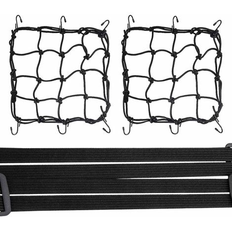 Filet à bagages avec sangles d'arrimage et crochets pour moto & vélo