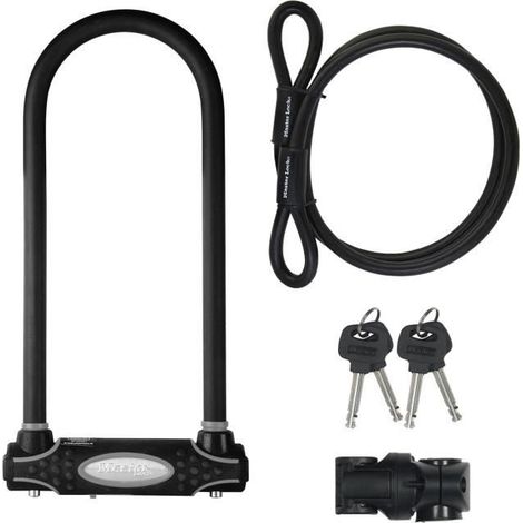 MASTER LOCK Antivol U avec Câble [A Clé] [Support de Vélo Universel] [Antivol Certifié] [Modèle XL] 8285EURDPRO - Idéal pour les Vélos, Vélos Electriques, VTT et autres