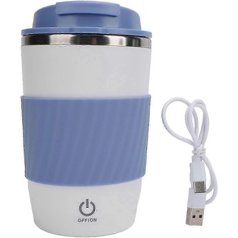 350 ml wiederbefüllbarer, selbstmischender Kaffeebecher mit Deckel, ideal für Büro, Auto, Tee oder Milch (blau). (1/5)