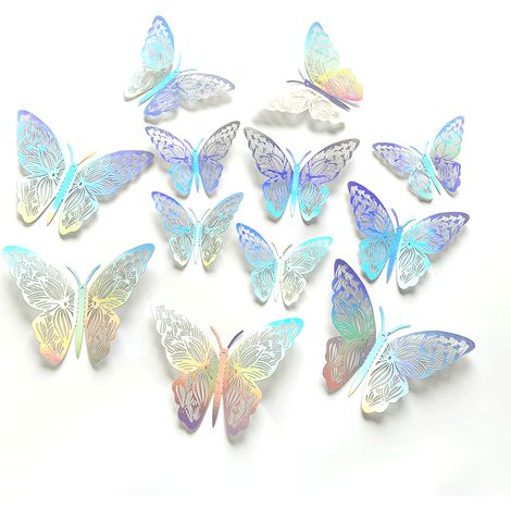 Papillon Décor Mural 3D - Autocollants Papillons Laser Découpés - Pour Chambre Enfant Nurserie Fête d'Anniversaire - 48 Pièces (1/5)